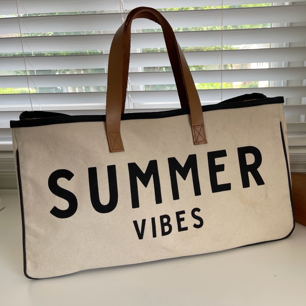 Santa Barbara Design Studio Canvas Tote Bag With Leather Handles